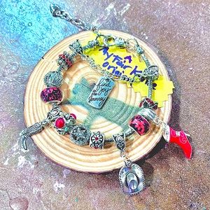 Western Cowgirl Cowboy Boot Charm Bracelet Pandora / Euro Style